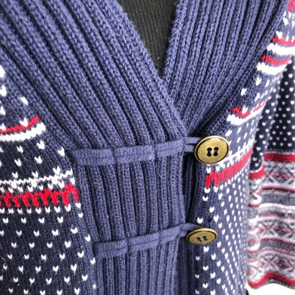 Hanna Andersson navy white red snowflake Nordic cardigan size Extra Small XS - Picture 6 of 16
